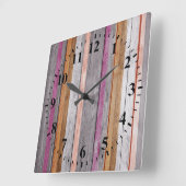 Vintage Farbhölzerner Blick #8 Quadratische Wanduhr (Winkel)