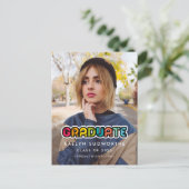 Vintage farbige Ankündigung von 80er Abschluss Fot Postkarte (Stehend Vorderseite)