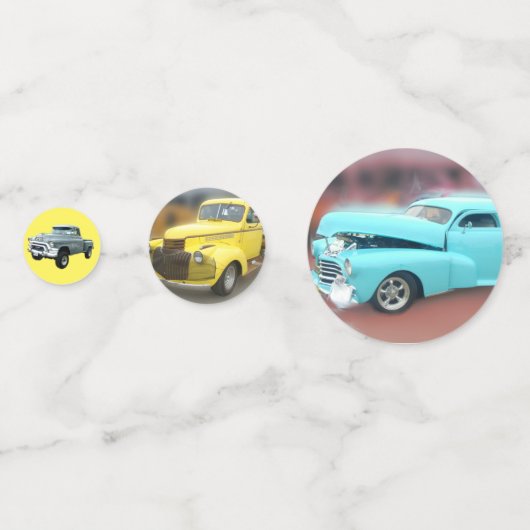 Vintage farbige Autos Konfetti (Rückseiten)