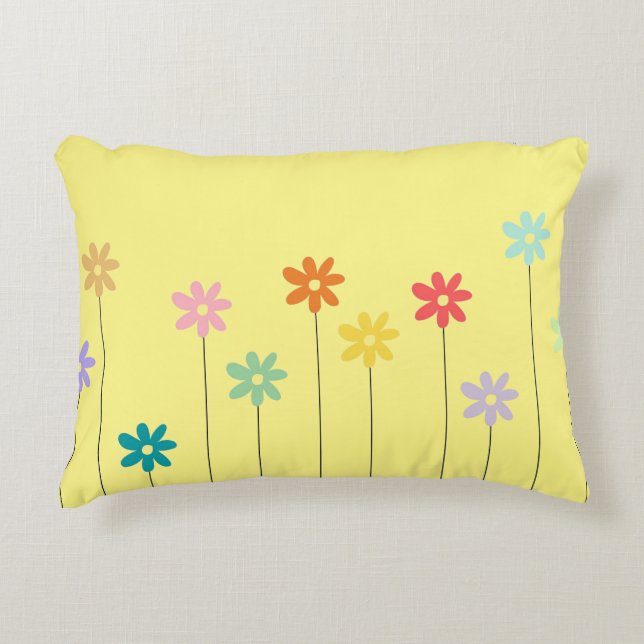 Vintage farbige Blume Dekokissen (Vorderseite)