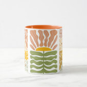 Vintage farbige Blume Einzigartiges Retro-Boho-Mus Tasse (Zentrum)