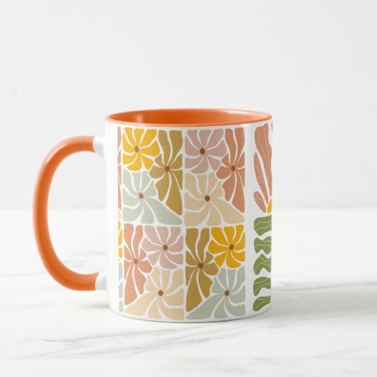 Vintage farbige Blume Einzigartiges Retro-Boho-Mus Tasse (Links)