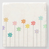 Vintage farbige Blume Steinuntersetzer (Vorderseite)