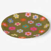 Vintage Farbige Blütenblume Abstrakt Retro-Blume Pappteller (Schrägansicht)