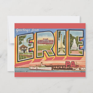 Vintage Farbige Erie PA Postkarte