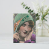 Vintage farbige Flapper-Postkarte Postkarte (Stehend Vorderseite)