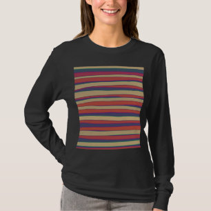 Vintage-farbige gestreifte abstrakte Kunst T-Shirt