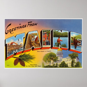 Vintage Farbige Grüße aus Maine Poster