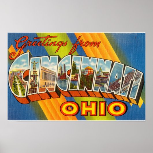 Vintage Farbige Grüße von Cincinnati Ohio Poster (Vorne)