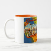 Vintage Farbige Grüße von Cincinnati Zweifarbige Tasse (Links)