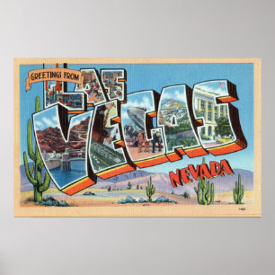 Vintage Farbige Grüße von Las Vegas Nevada P Poster