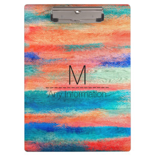 Vintage-farbige Holzmaserung-Monogramm #2 Klemmbrett