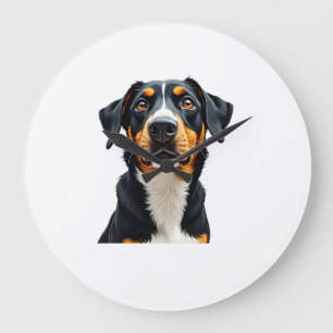Vintage-farbige Hund-Porträt-Illustration Retro-P Große Wanduhr