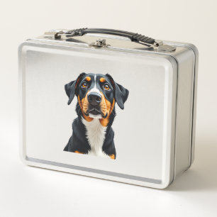 Vintage-farbige Hund-Porträt-Illustration Retro-P Metall Brotdose
