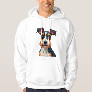 Vintage-farbige Hund-Porträt-Illustration Retro T Hoodie