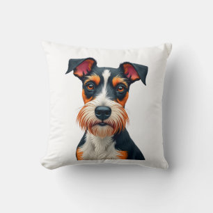 Vintage-farbige Hund-Porträt-Illustration Retro T Kissen