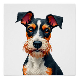 Vintage-Farbige-Hund-Porträt-Illustration Retro T Poster