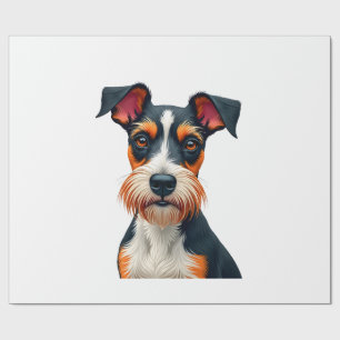 Vintage-farbige Hundeporträt-Illustration Retro T Geschenkpapier