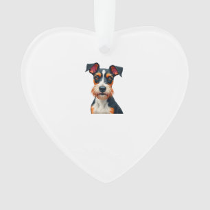 Vintage-Farbige Hundeporträt-Illustration Retro T Ornament