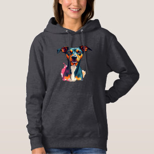 Vintage-farbige Hunderporträt-Pop-Art-Illustration Hoodie