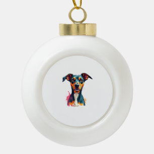 Vintage-farbige Hunderporträt-Pop-Art-Illustration Keramik Kugel-Ornament