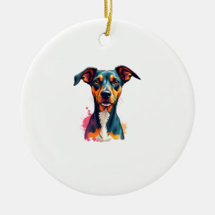 Vintage-farbige Hunderporträt-Pop-Art-Illustration Keramik Ornament