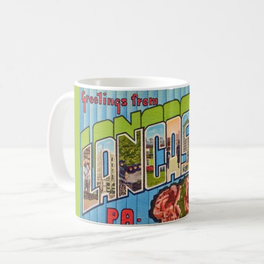 Vintage Farbige Lancaster PA Tasse (Vorderseite Links)
