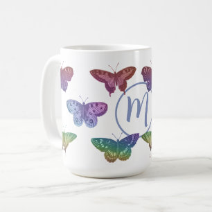 Vintage farbige Schmetterlinge Motten Insekten Kaffeetasse