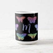 Vintage farbige Schmetterlinge Motten Monogramm Kaffeetasse (Mittel)