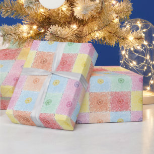Vintage Farbige trendige Blumen Muster Geburtstag Geschenkpapier