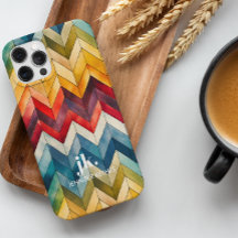 Vintage Farbige Zickzack Monogramm-Regenbogen