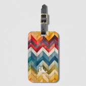 Vintage Farbige Zickzack Monogramm-Regenbogen Gepäckanhänger (Vorderseite Vertikal)