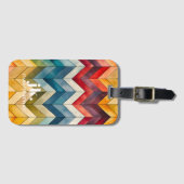 Vintage Farbige Zickzack Monogramm-Regenbogen Gepäckanhänger (Vorderseite (Horizontal))