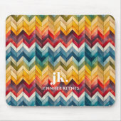 Vintage Farbige Zickzack Monogramm-Regenbogen Mousepad (Vorne)