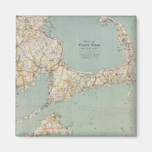 Vintage Farbkarte von Cape Cod, Massachusetts Magnet