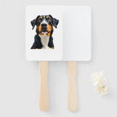 Vintage-Farbporträt-Illustration eines Hundes Retr Fächer (Vorne und Hinten)