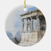 Vintage Farbskizze Athen Griechenland Ornament (Hinten)