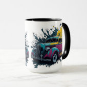 Vintage-Farbspritzer-Auto Tasse (VorderseiteRechts)