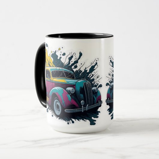 Vintage-Farbspritzer-Auto Tasse (Vorderseite Links)