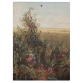 Vintage Farbwiese mit Wildblumen Design Klemmbrett (Rückseite)