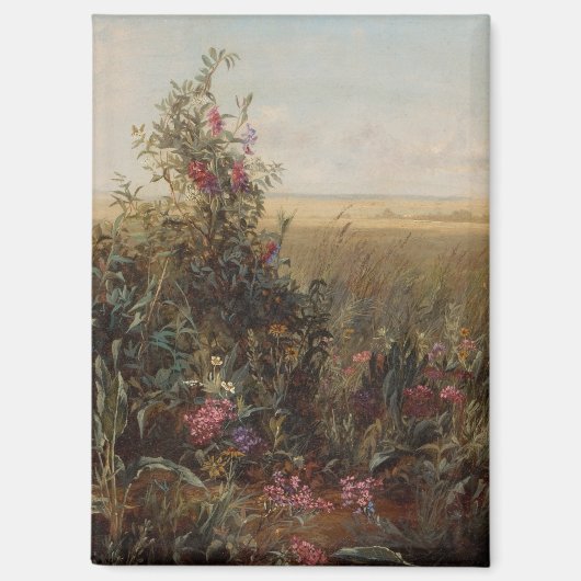 Vintage Farbwiese mit Wildblumen Design Magnet (Vorderseite)