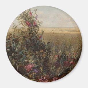 Vintage Farbwiese mit Wildblumen Design Magnet