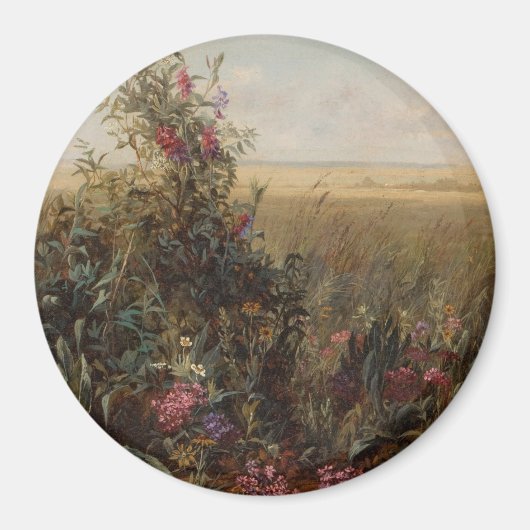 Vintage Farbwiese mit Wildblumen Design Magnet (Vorne)