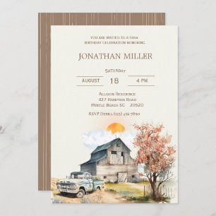 Vintage Farm 50. Geburtstag LKW Party Einladung