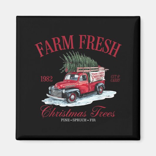 Vintage Farm Fresh Christmas Trees Farmhouse Ckup Magnet (Vorne)