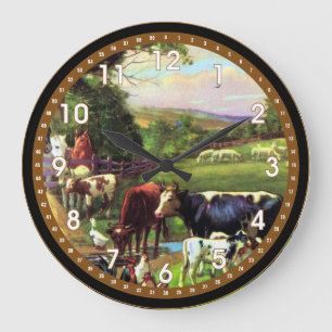 Vintage Farm Große Wanduhr