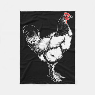 Vintage Farm Rooster Minimalist Hühnerdesign _4  Fleecedecke