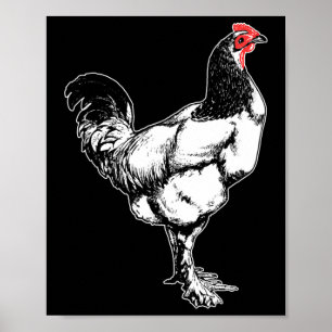 Vintage Farm Rooster Minimalist Hühnerdesign _4  Poster