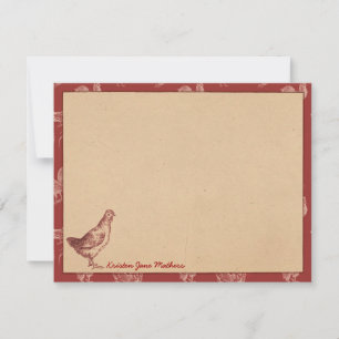 Vintage Farm-Rooster-Personalisierte Flachbildschi Mitteilungskarte