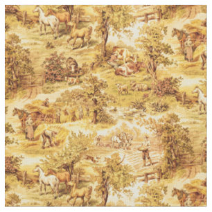 Vintage Farm Scenes Muster Stoff